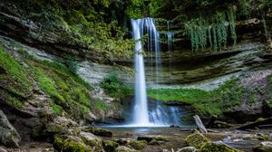 Preview wallpaper waterfall, water, rocks, landscape
