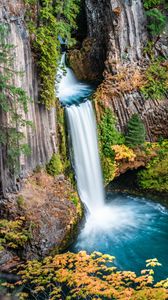 Preview wallpaper waterfall, water, rocks, trees, nature, landscape