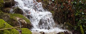 Preview wallpaper waterfall, water, rocks, nature, landscape