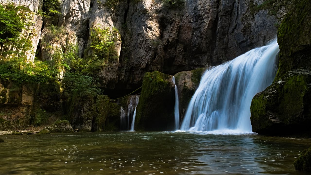 Wallpaper waterfall, water, rocks, stones, nature