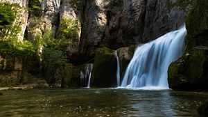 Preview wallpaper waterfall, water, rocks, stones, nature