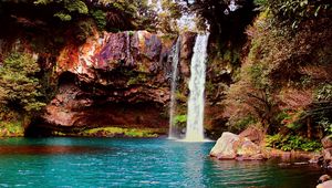 Preview wallpaper waterfall, water, rocks