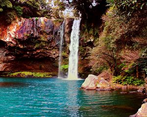 Preview wallpaper waterfall, water, rocks