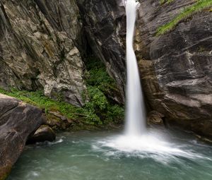 Preview wallpaper waterfall, water, spray, rocks, nature