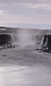 Preview wallpaper waterfall, water, steam, landscape, nature