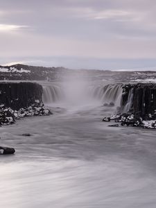 Preview wallpaper waterfall, water, steam, landscape, nature