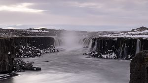 Preview wallpaper waterfall, water, steam, landscape, nature