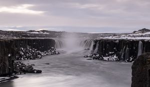 Preview wallpaper waterfall, water, steam, landscape, nature