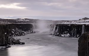 Preview wallpaper waterfall, water, steam, landscape, nature