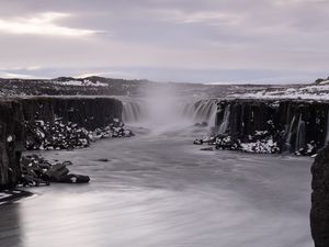 Preview wallpaper waterfall, water, steam, landscape, nature