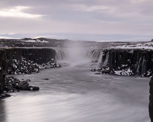 Preview wallpaper waterfall, water, steam, landscape, nature
