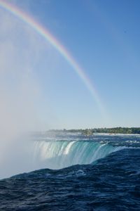 Preview wallpaper waterfall, water, stone, rainbow