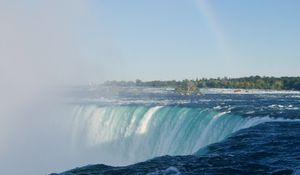 Preview wallpaper waterfall, water, stone, rainbow