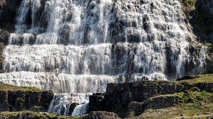 Preview wallpaper waterfall, water, stones, rock, cascade