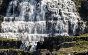 Preview wallpaper waterfall, water, stones, rock, cascade