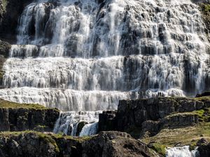Preview wallpaper waterfall, water, stones, rock, cascade