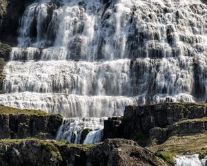 Preview wallpaper waterfall, water, stones, rock, cascade