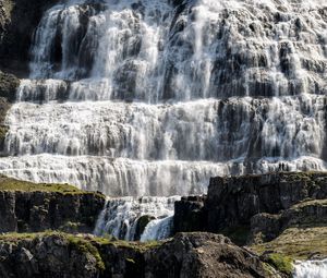Preview wallpaper waterfall, water, stones, rock, cascade
