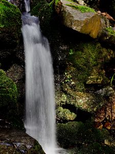 Preview wallpaper waterfall, water, stones, moss, nature
