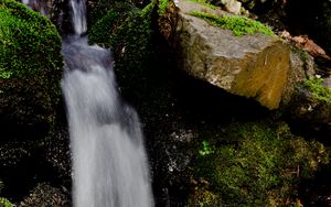 Preview wallpaper waterfall, water, stones, moss, nature