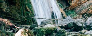 Preview wallpaper waterfall, water, stones, stream, nature