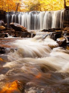 Preview wallpaper waterfall, water, stones, stream