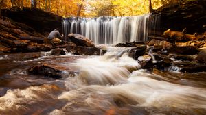 Preview wallpaper waterfall, water, stones, stream