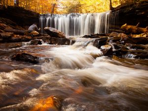 Preview wallpaper waterfall, water, stones, stream