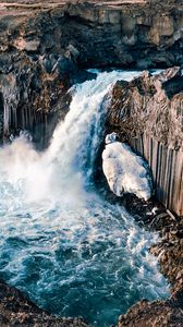 Preview wallpaper waterfall, water, stones, rocks, nature