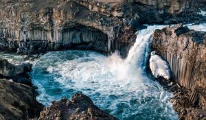 Preview wallpaper waterfall, water, stones, rocks, nature