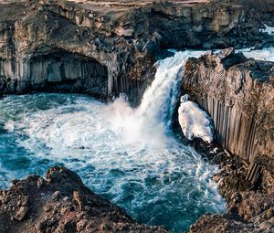 Preview wallpaper waterfall, water, stones, rocks, nature