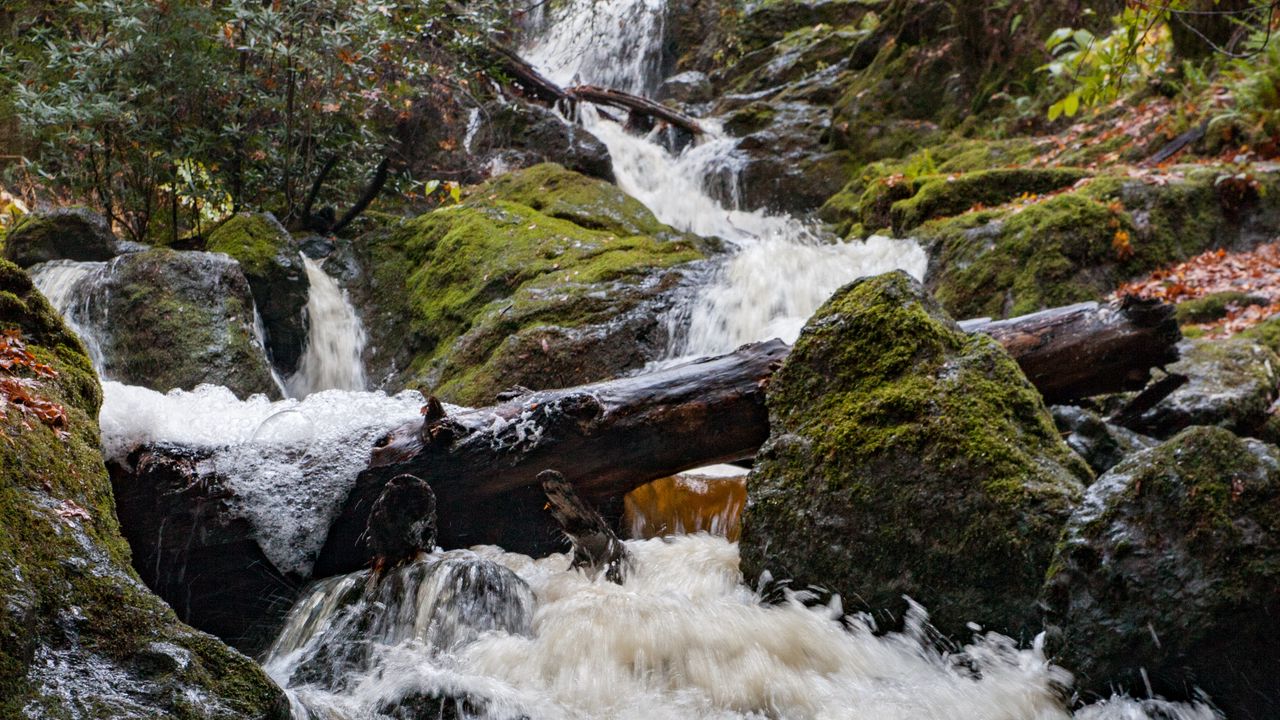 Wallpaper waterfall, water, stones, nature