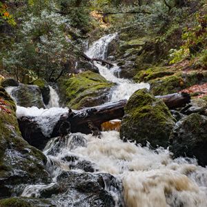 Preview wallpaper waterfall, water, stones, nature