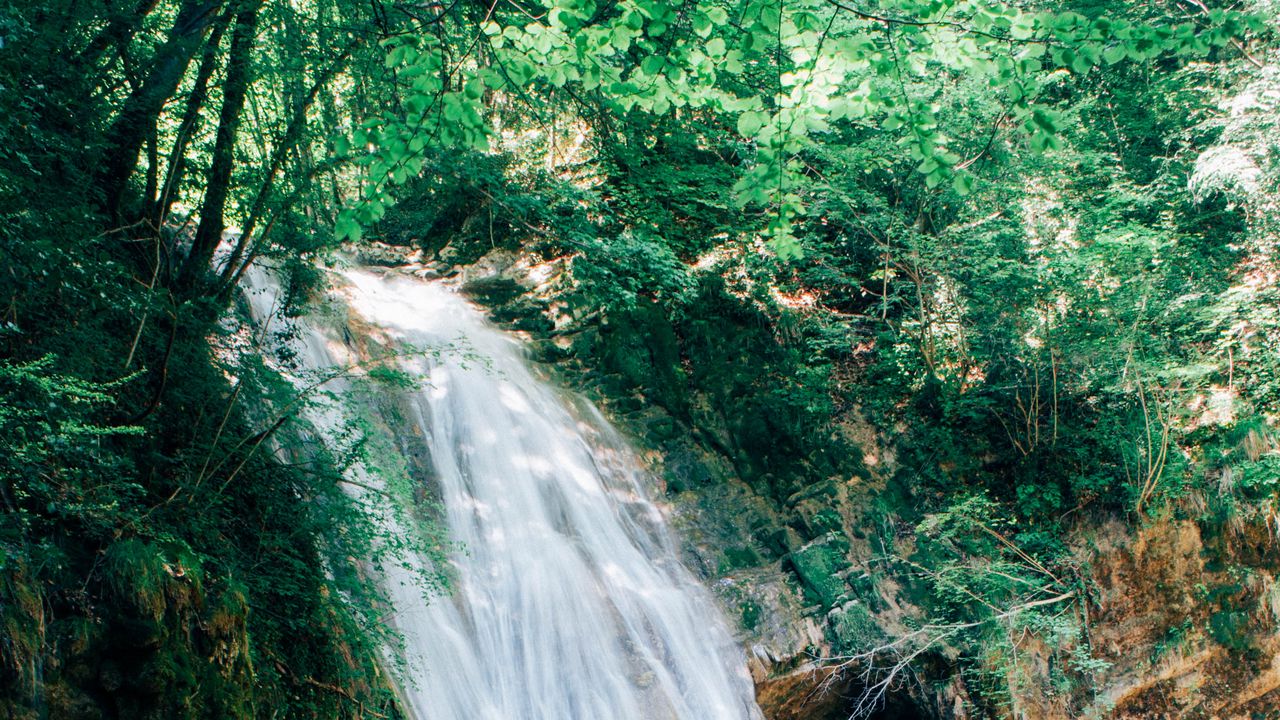 Wallpaper waterfall, water, stones, nature, landscape