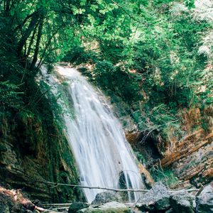 Preview wallpaper waterfall, water, stones, nature, landscape