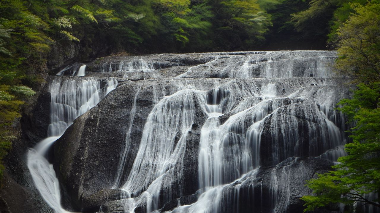 Wallpaper waterfall, water, stones, landscape