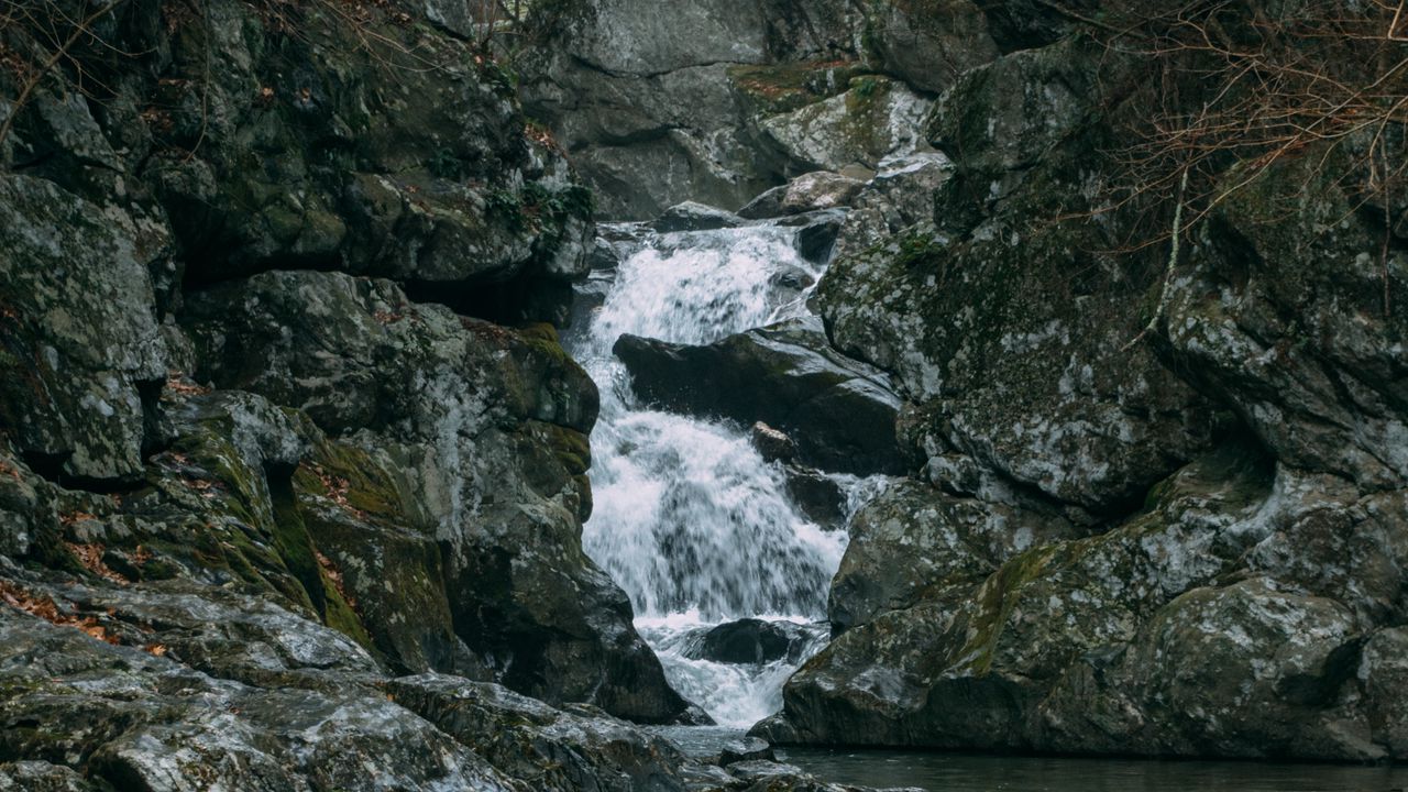 Wallpaper waterfall, water, stones, landscape, nature