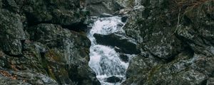 Preview wallpaper waterfall, water, stones, landscape, nature