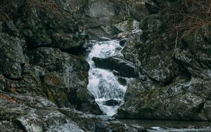 Preview wallpaper waterfall, water, stones, landscape, nature