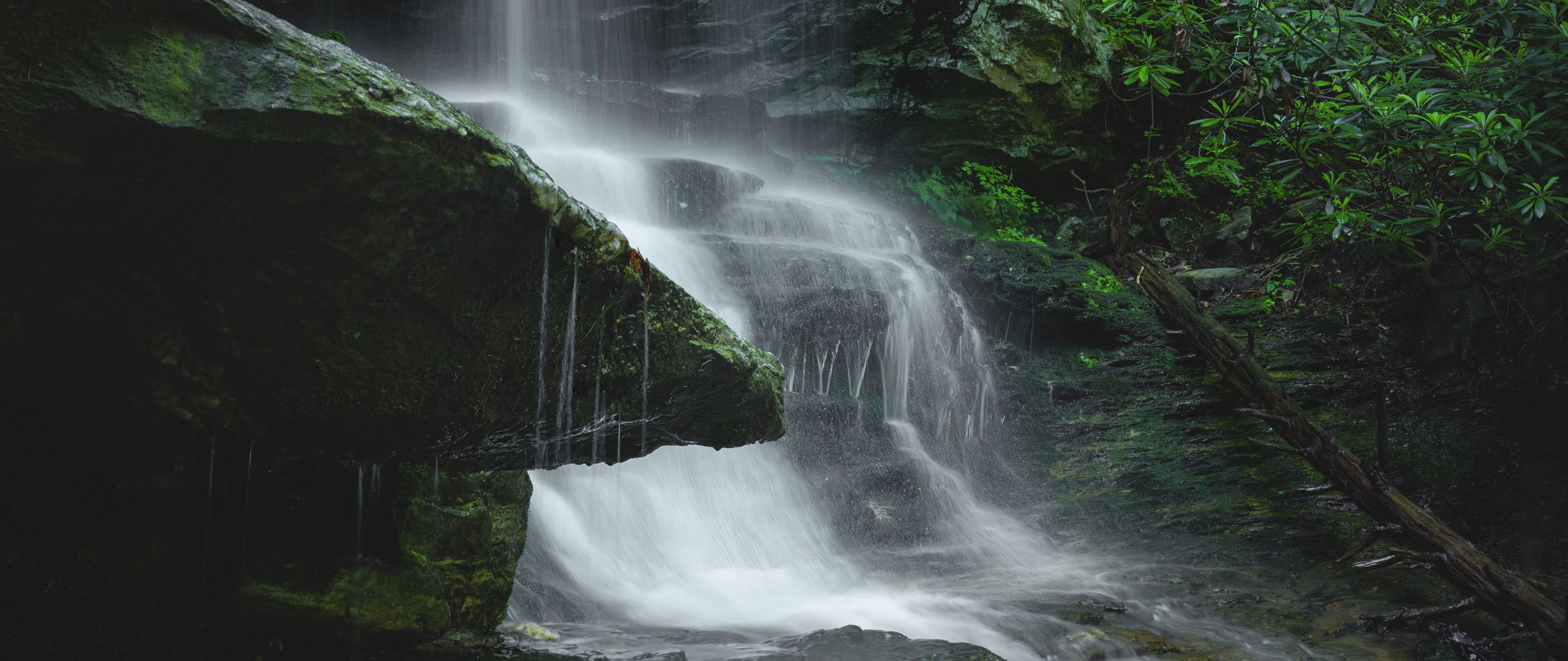 Download Wallpaper 2560x1080 Waterfall, Water, Stones, Wet Dual Wide 