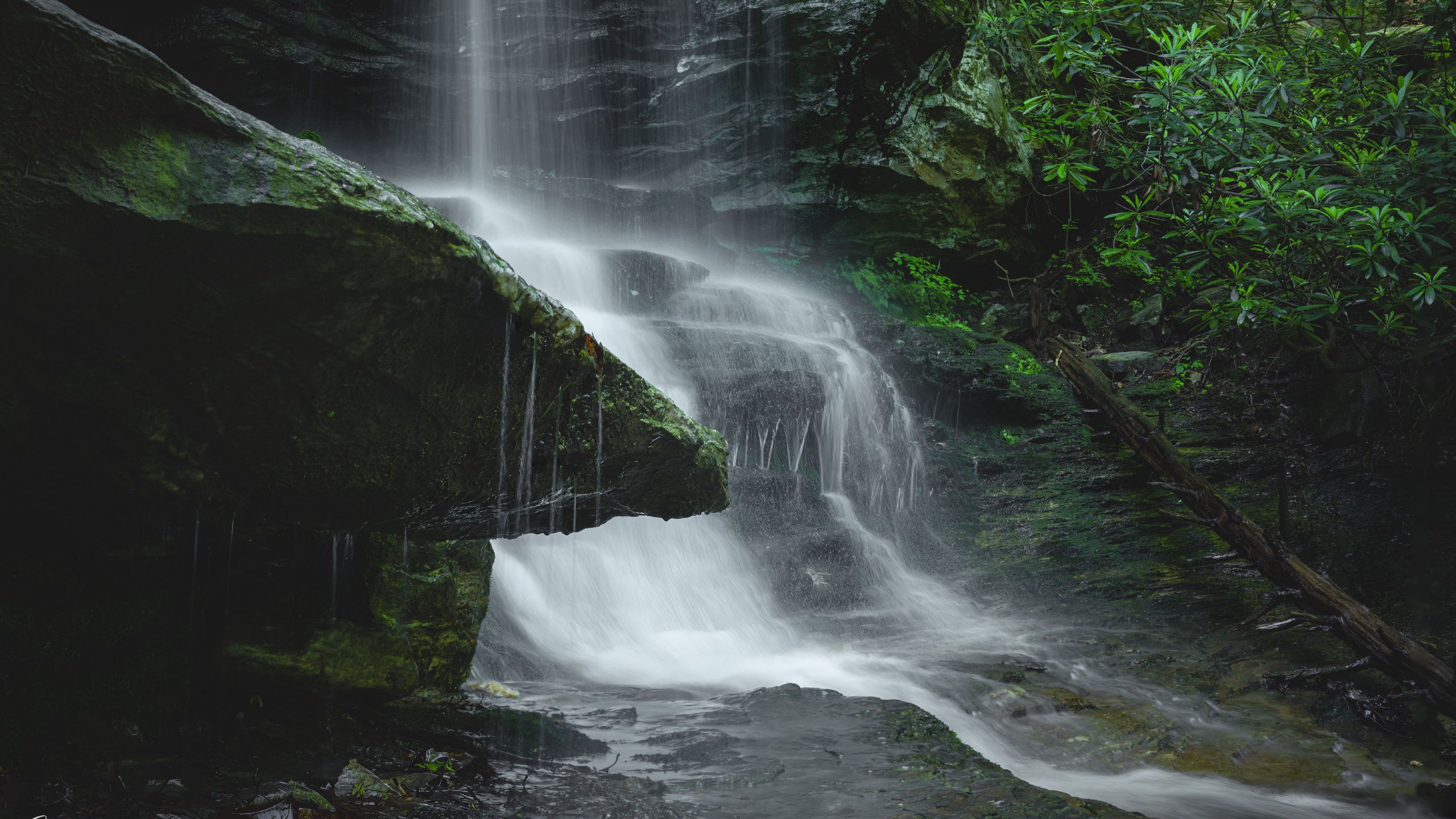 Download wallpaper 2560x1440 waterfall, water, stones, wet widescreen ...