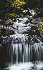 Preview wallpaper waterfall, water, stones, splashes, nature