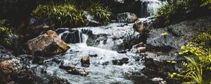 Preview wallpaper waterfall, water, stones, splashes, nature