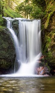 Preview wallpaper waterfall, water, stones, moss, trees