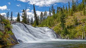 Preview wallpaper waterfall, water, trees, rocks