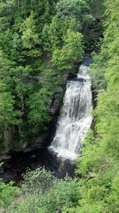Preview wallpaper waterfall, water, trees, forest, nature