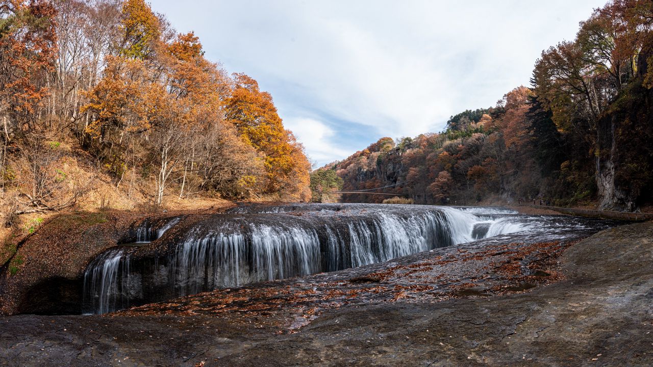 Wallpaper waterfall, water, trees, autumn, nature