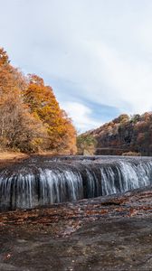 Preview wallpaper waterfall, water, trees, autumn, nature