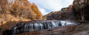 Preview wallpaper waterfall, water, trees, autumn, nature