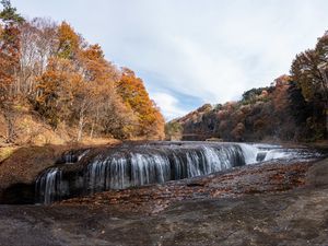 Preview wallpaper waterfall, water, trees, autumn, nature